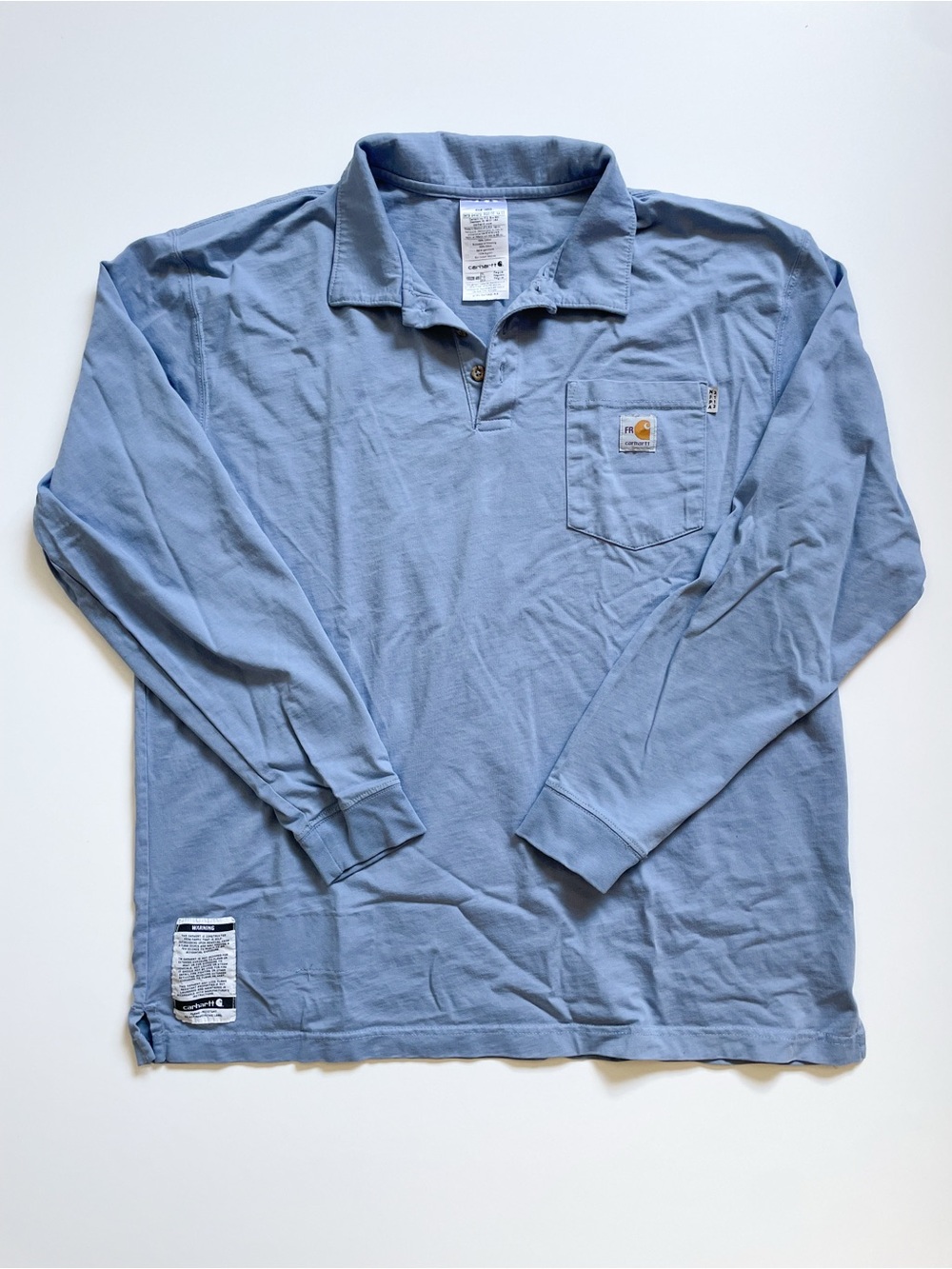 Carhartt FR Flame Resistant Long-Sleeve Light Blue Pyro Safe Polo Work Shirt